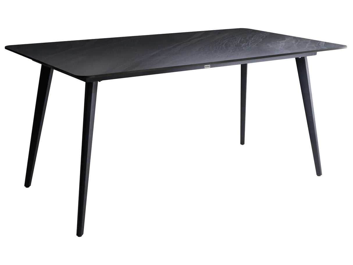 Garden Dining Table Black Marble Sintered Stone Top Iron Frame UV Water Rust Resistant Outdoor Indoor Dining Room Patio Modern Style Beliani