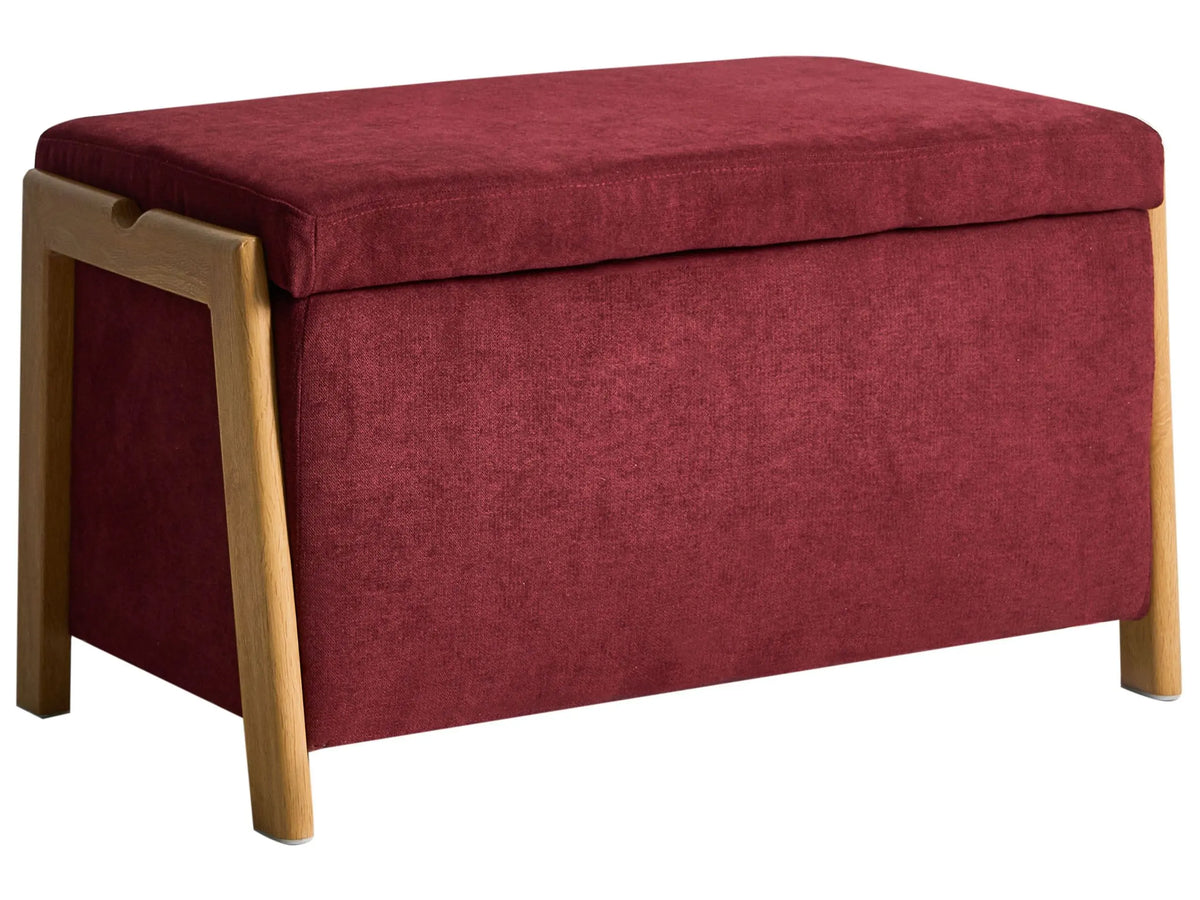 Storage Bench Burgundy Fabric Upholstery Modern Design Glam Style Living Room Bedroom Beliani
