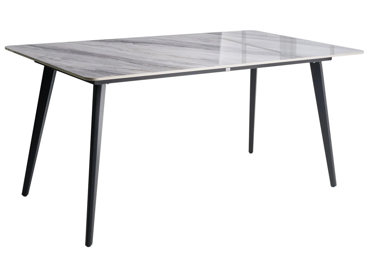 Garden Dining Table Black and Grey Marble Sintered Stone Top Iron Frame UV Water Rust Resistant Outdoor Indoor Dining Room Patio Modern Style Beliani