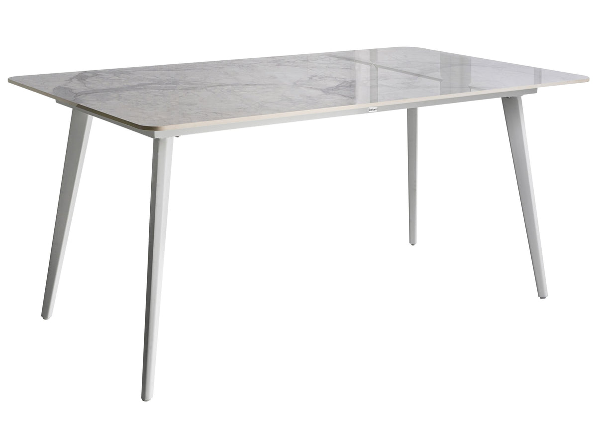 Garden Dining Table White and White Marble Sintered Stone Top Iron Frame UV Water Rust Resistant Outdoor Indoor Dining Room Patio Modern Style Beliani