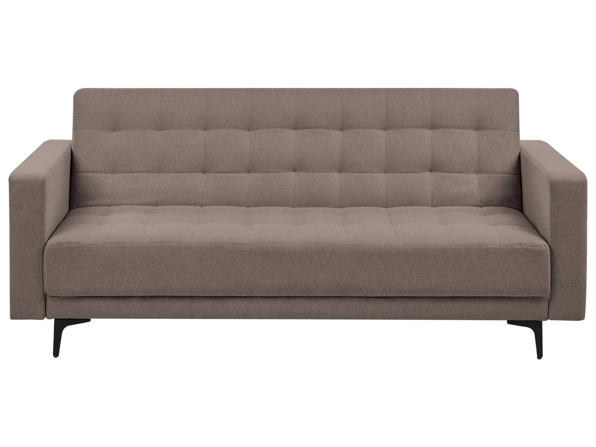 Sofa Bed Taupe Fabric Tufted Modern Living Room Modular 3 Seater Black Legs Track Arm Beliani