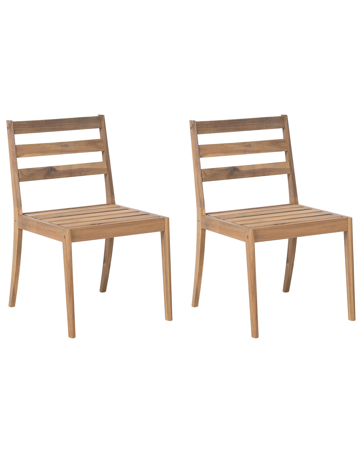 Garden Set of 2 Chairs Light Brown Certified Acacia Wood Top Rustic Style Outdoor Beliani