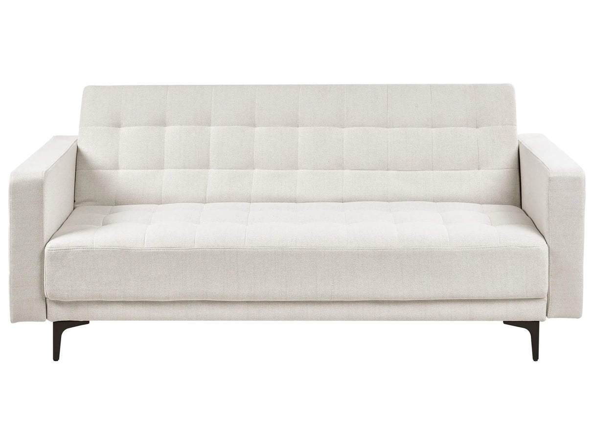Sofa Bed Off White Fabric Tufted Modern Living Room Modular 3 Seater Black Legs Track Arm Beliani