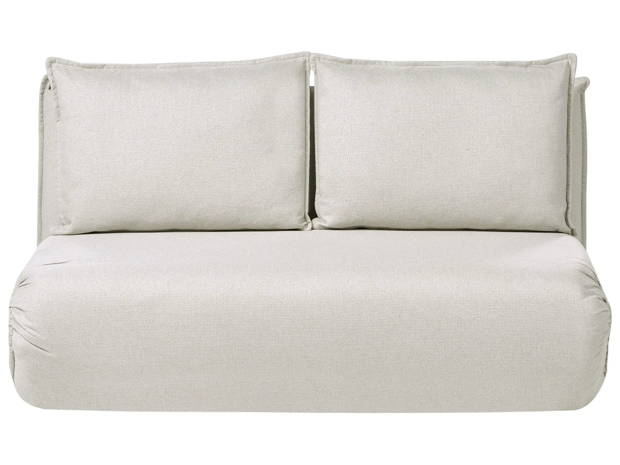 Sofa Bed Off-White Faux Linen Upholstery 2 Seater Armless with Extra Cushions Kids Sofa Modern Style Living Room Kids Bedroom Beliani