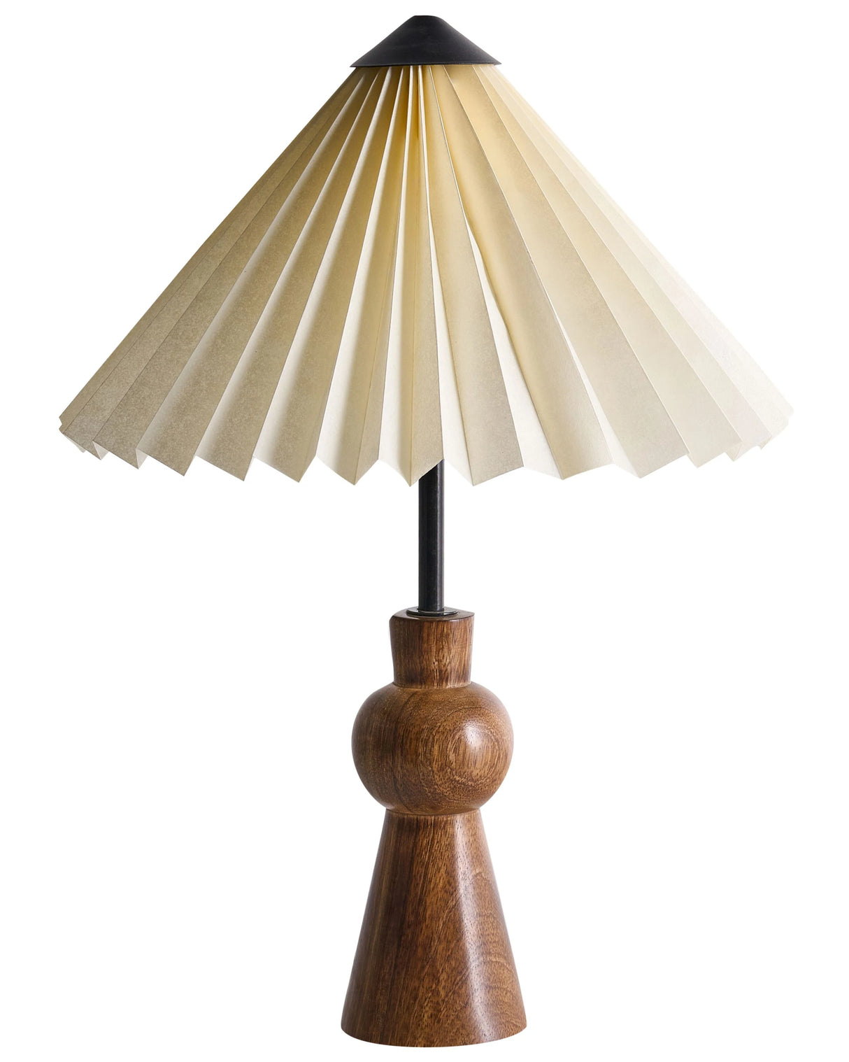 Table Lamp Off-White Paper Mango Wood Living Room Bedroom Modern Contemporary Beliani