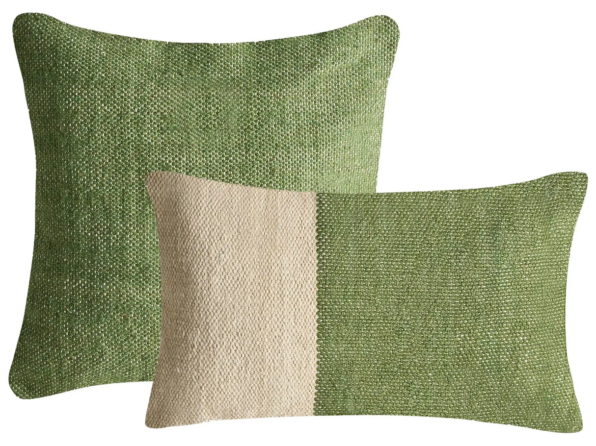 Set of 2 Scatter Cushions Green Cotton Fabric 45/30 x 45/50 cm Throw Pillow Beliani