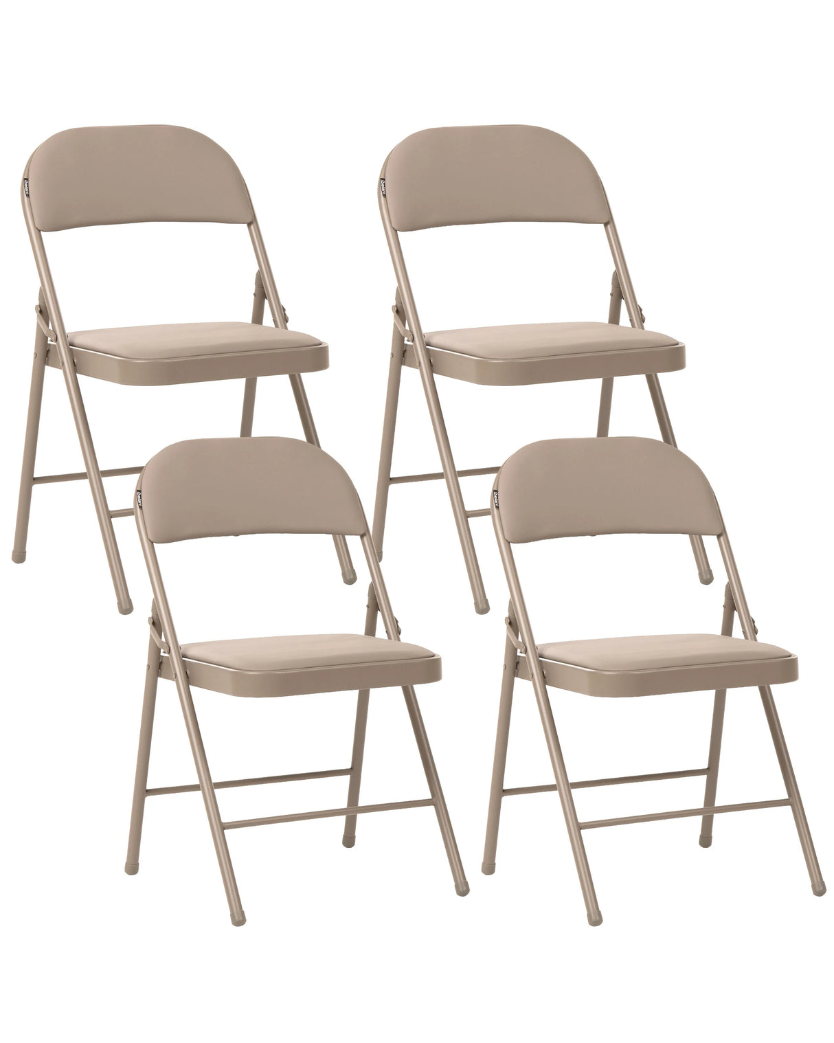 Set of 4 Folding Chairs Beige Metal Frame Padded PU Fabric Seat and Backrest Fold Out Seats Beliani