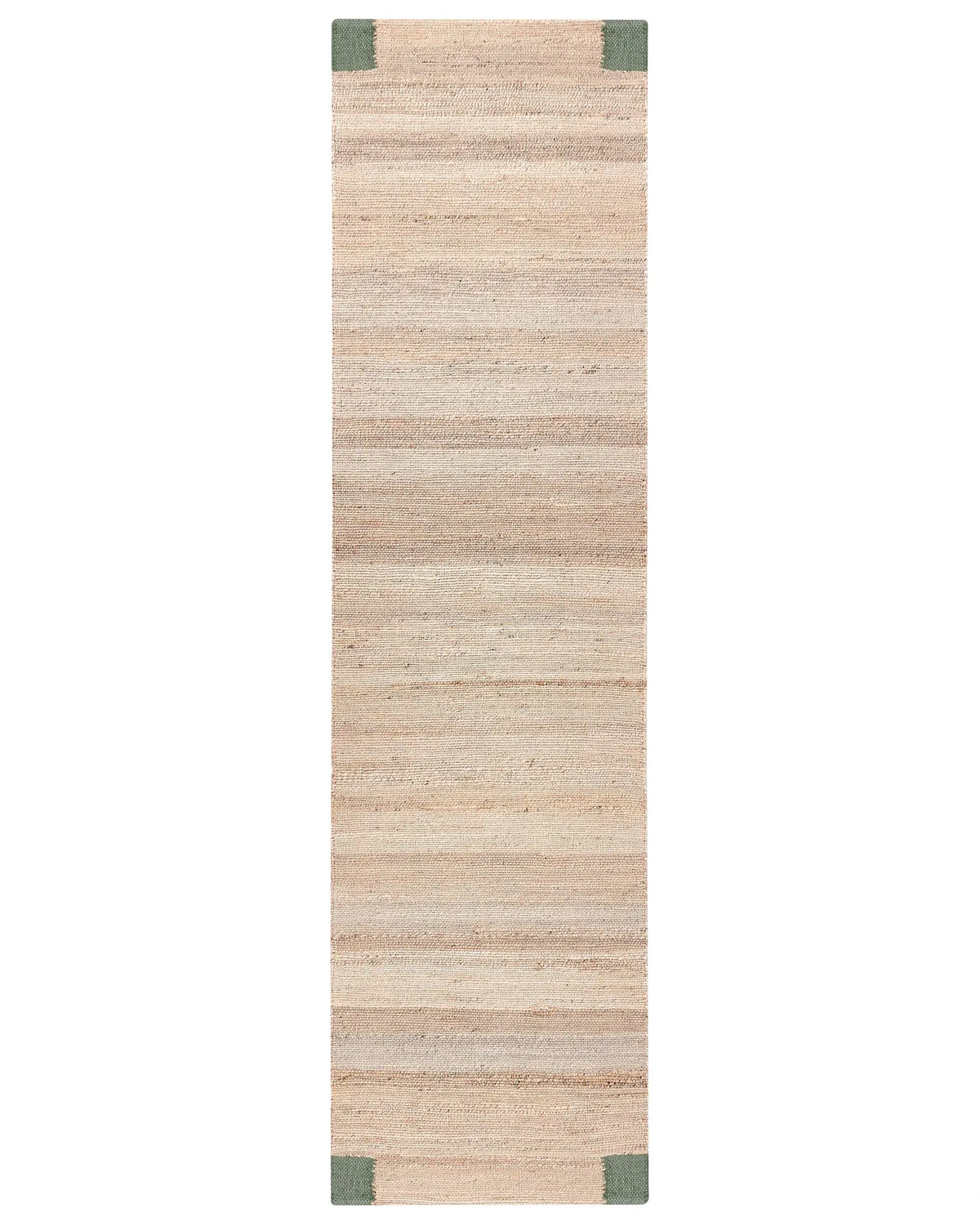 Runner Rug Beige and Green Jute 80 x 300 cm Rectangular Woven Rustic Style Hallway Bedroom Beliani