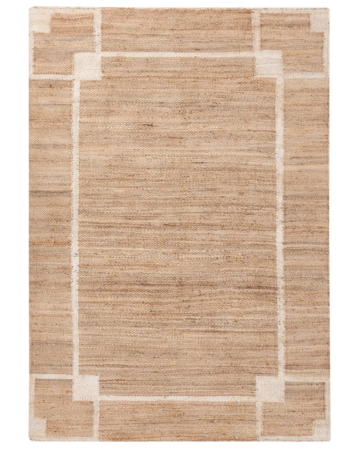Area Rug Light Beige Jute 160 x 230 cm with Pattern Rectangular Woven Rustic Style Living Room Bedroom Beliani