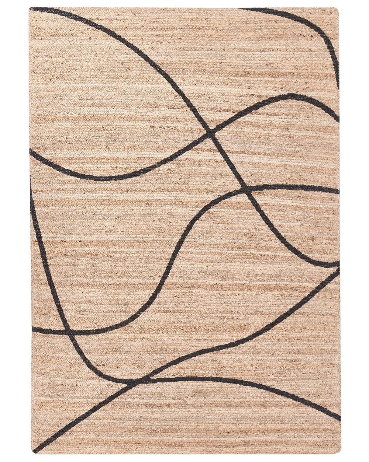 Area Rug Beige Jute 160 x 230 cm with Decorative Accents Rectangular Woven Rustic Style Living Room Bedroom Beliani
