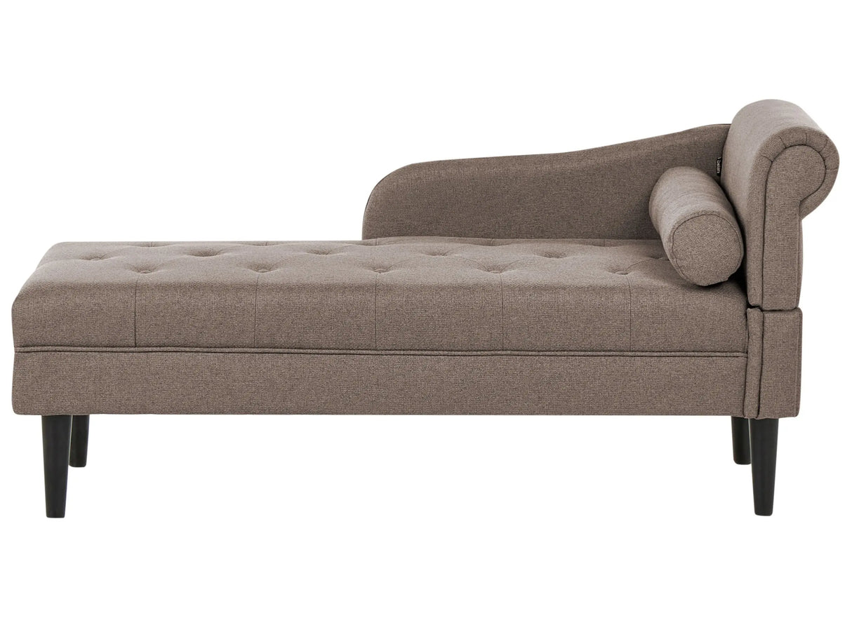Right Hand Chaise Taupe Fabric Upholstered Lounge with Cushion Easy-to-Clean Wooden Legs Living Room Modern Beliani