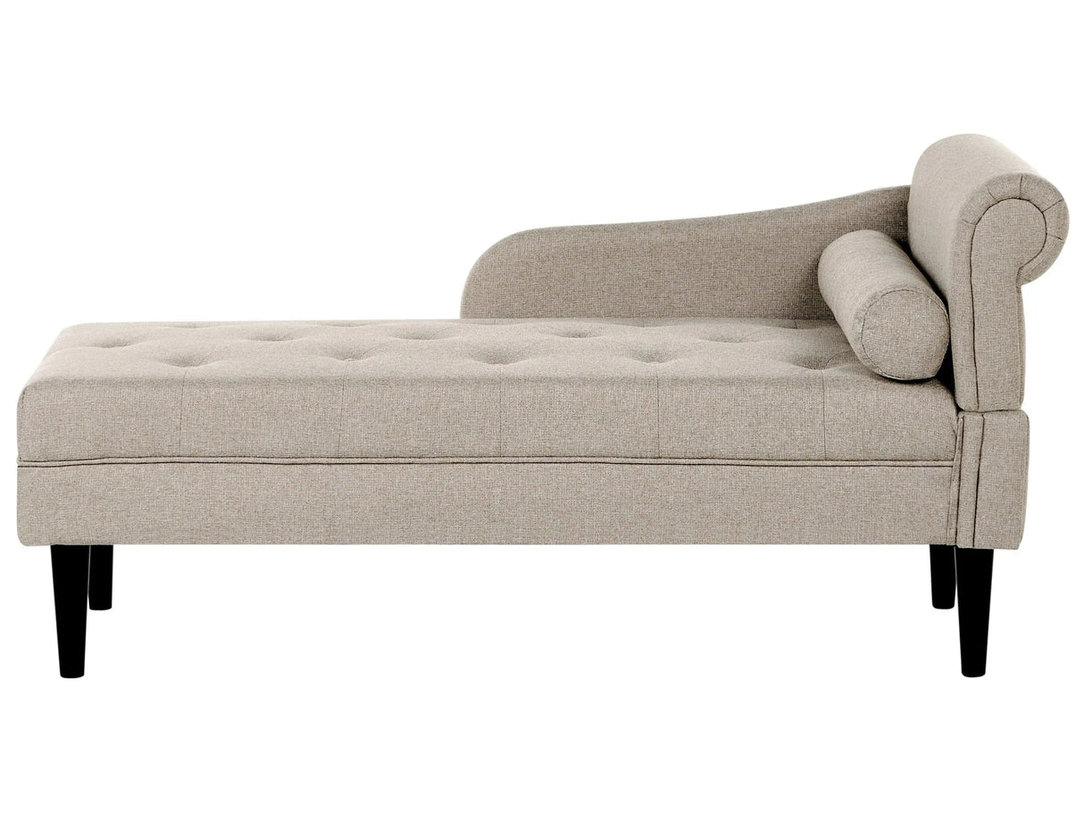 Right Hand Chaise Beige Fabric Upholstered Lounge with Cushion Easy-to-Clean Wooden Legs Living Room Modern Beliani