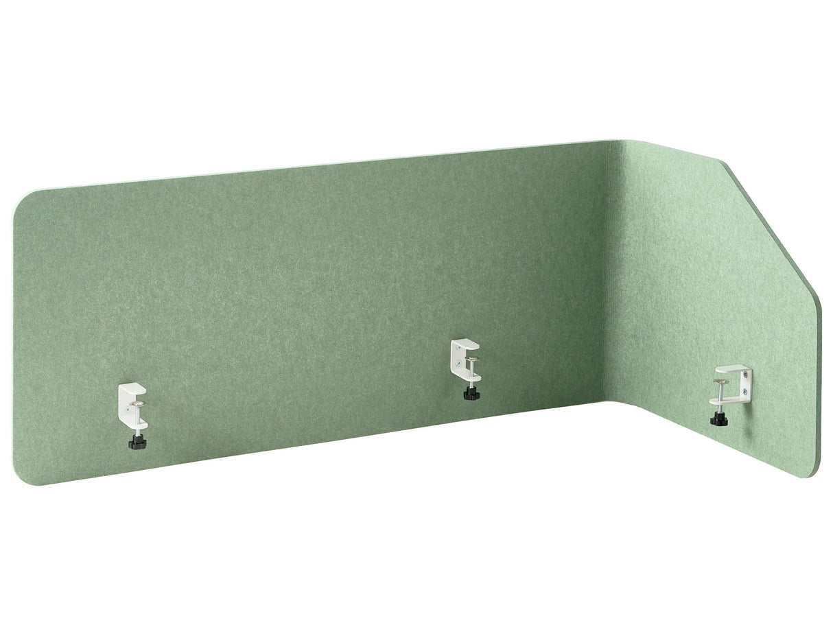Corner Desk Screen Light Green PET Board Steel Mounting Camps 120 x 60 x 50 cm Acoustic Screen Modular Home Office Beliani
