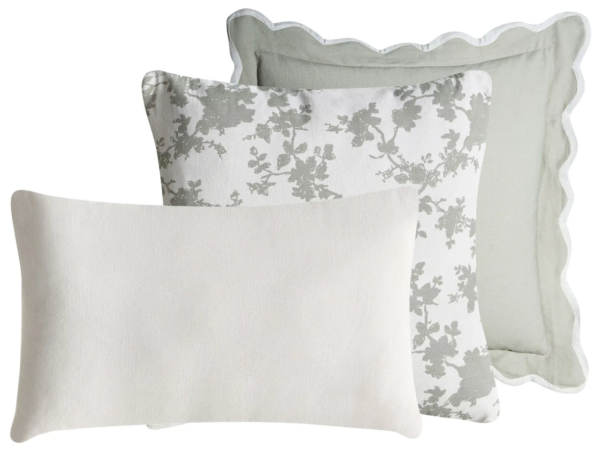Set of 3 Scatter Cushions Green and White Cotton Fabric Abstract Pattern 45/30 x 45/50 cm Throw Pillow Beliani