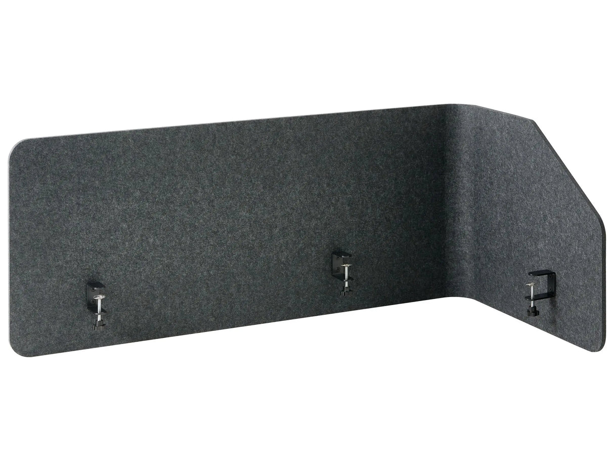 Corner Desk Screen Dark Grey PET Board Steel Mounting Camps 120 x 60 x 50 cm Acoustic Screen Modular Home Office Beliani