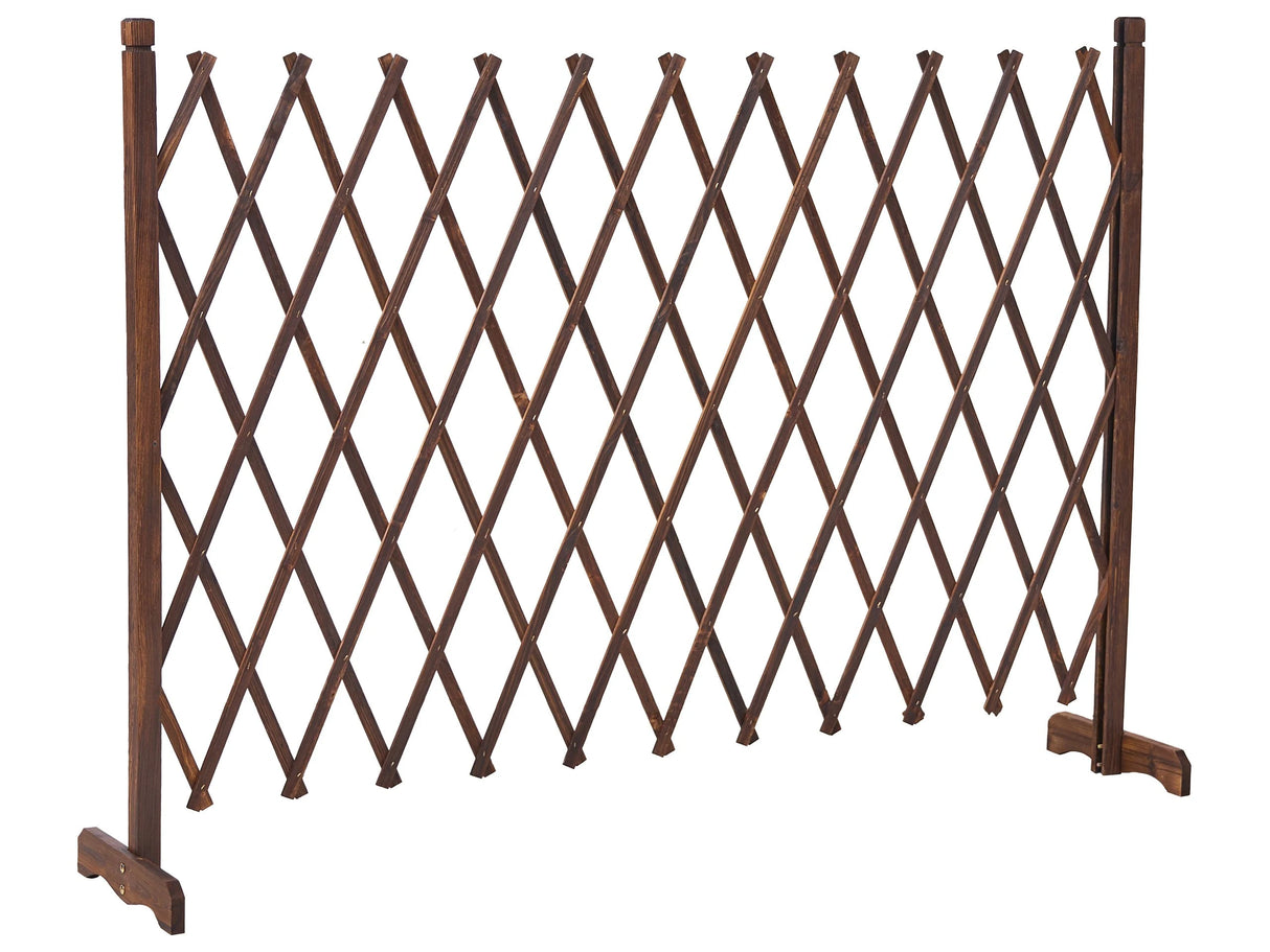 Garden Divider Trellis Dark Brown Fir Wood Privacy Screen Extendable Folding Beliani