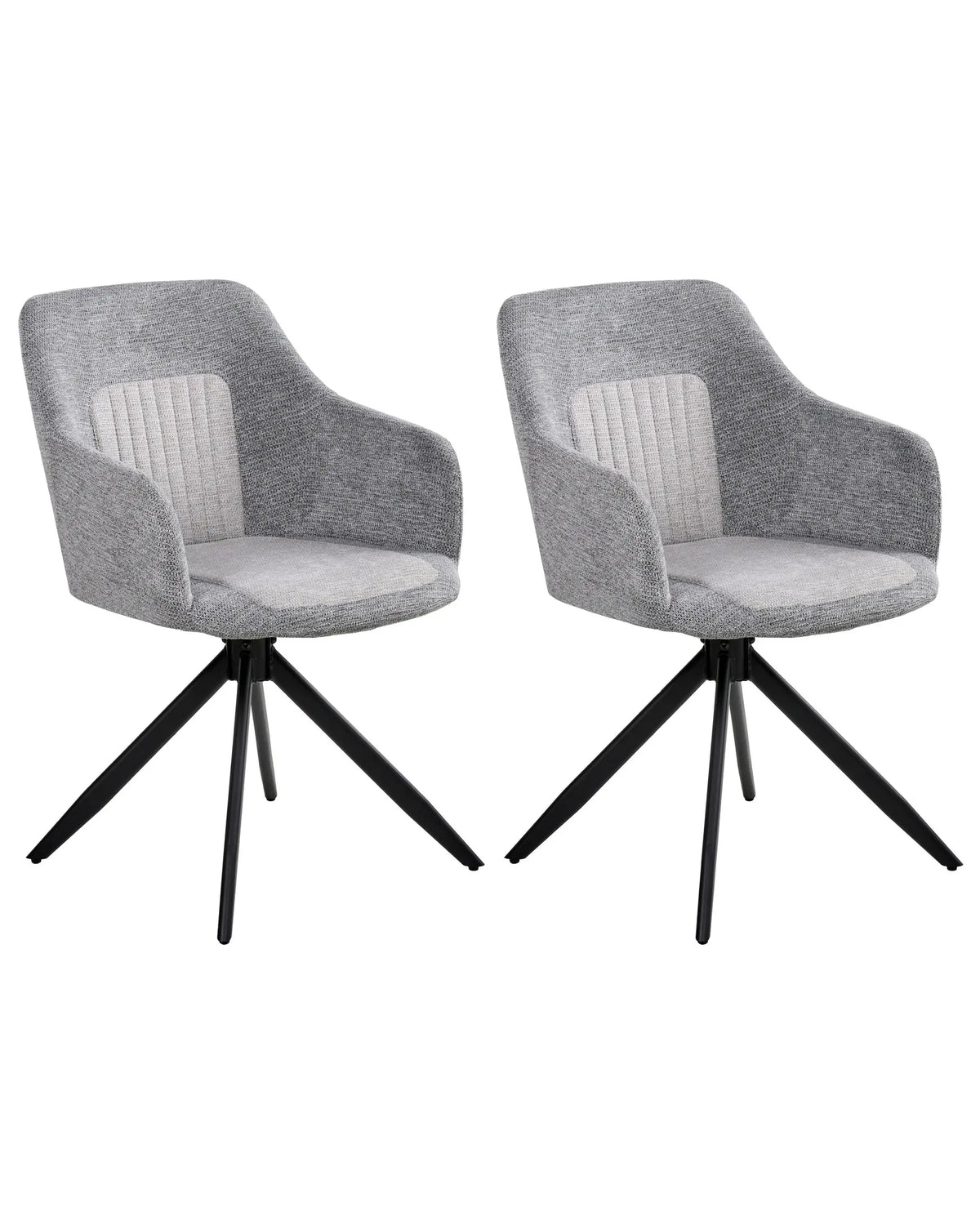 Set of 2 Swivel Dining Chairs Grey Fabric Water-Repellent Upholstery Metal Legs Base Two Colours Dining Room Beliani
