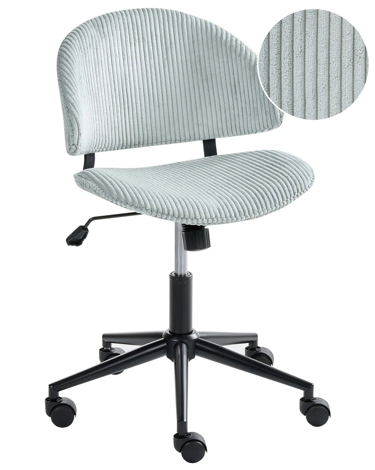 Office Chair Light Blue Corduroy Seat and Backrest Swivel Desk Computer Adjustable Height Modern Home Office Beliani