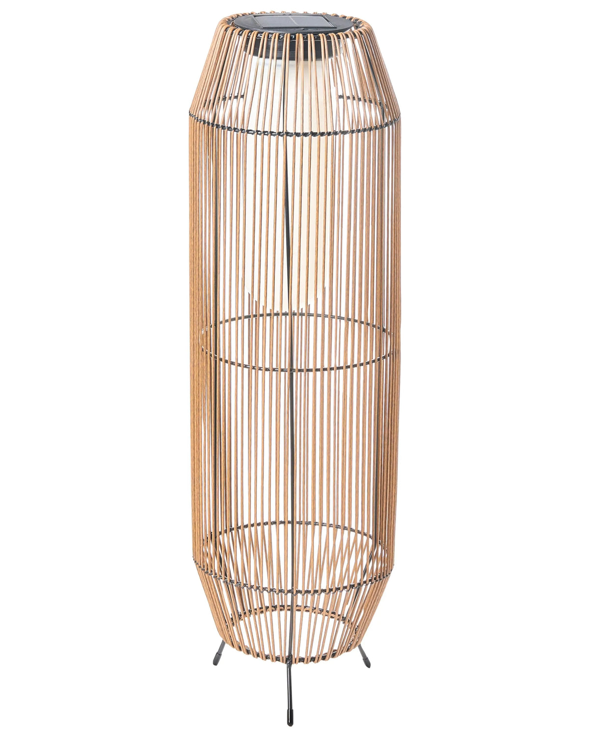 Outdoor Solar Lantern Natural Synthetic Material Woven Shade LED Garden Patio Energy-Efficient Beliani