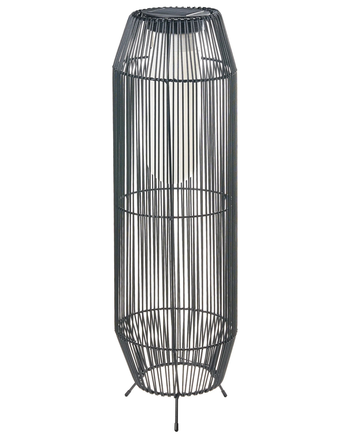 Outdoor Solar Lantern Black Synthetic Material Woven Shade LED Garden Patio Energy-Efficient Beliani