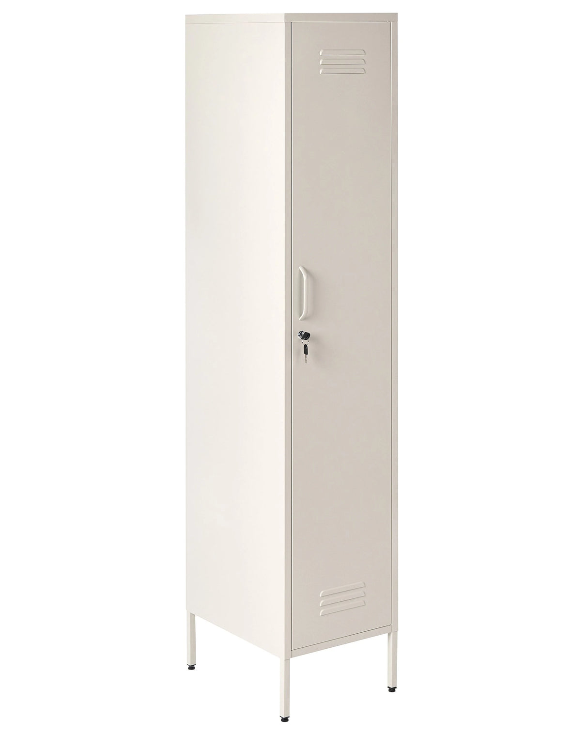 Metal Storage Cabinet Light Beige Metal Locker with 5 Shelves and Rail Modern Home Office Beliani