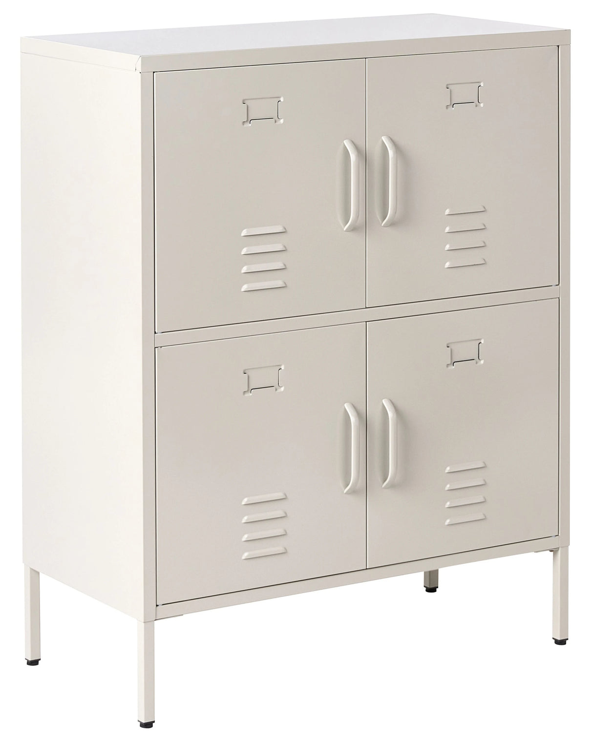 Sideboard Light Beige Iron 4 Doors Cabinet for Documents Home Office Beliani