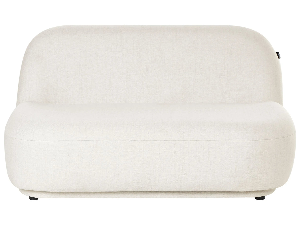2 Seater Sofa Loveseat Off-White Fabric Contemporary Retro Design Low Back Modern Minimalist Beliani