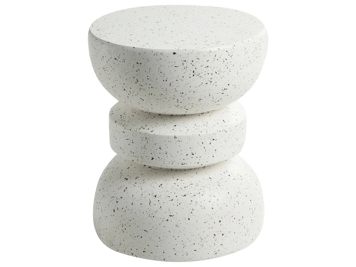Accent Side Table White with Terrazzo Effect Magnesium Oxide Fiberglass 37 cm Round Top Hourglass Shape UV Rust Water Wind Resistant Modern Living Room Beliani
