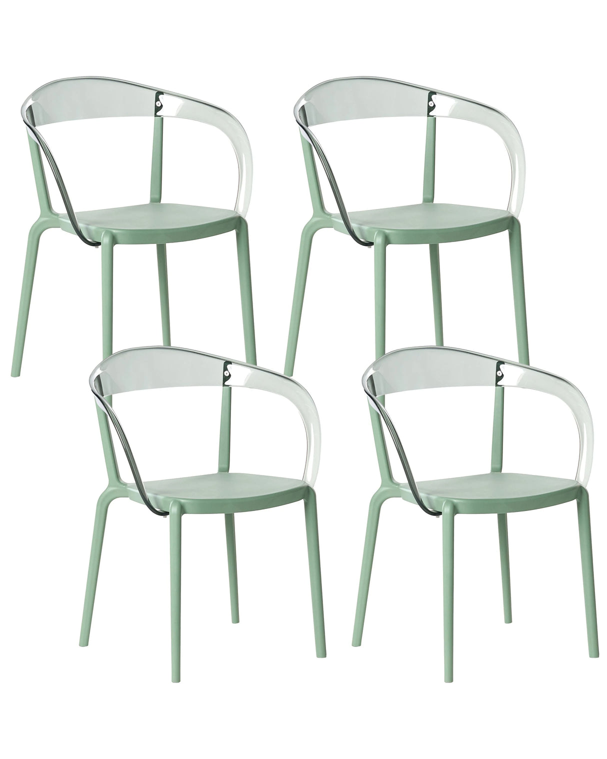 Set of 4 Garden Chairs Green Synthetic Material Plastic Indoor Outdoor Garden with Armrests Dining Room Modern Minimalist Style Beliani