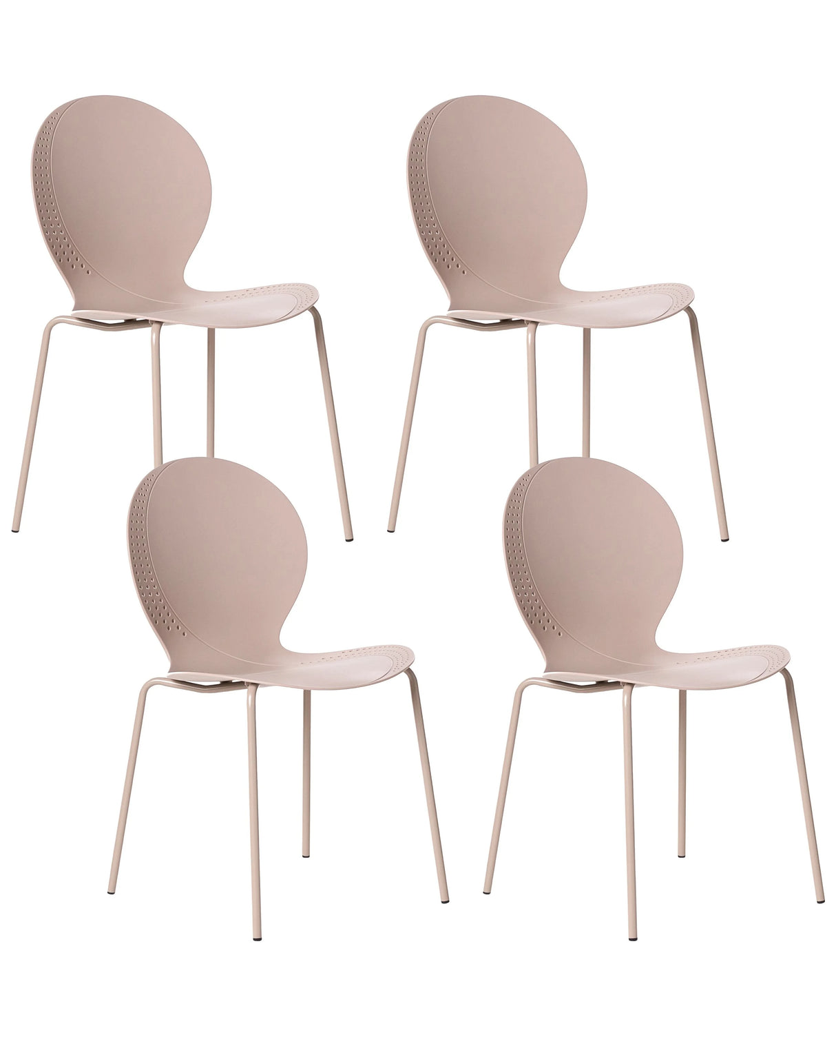 Set of 4 Garden Chairs Beige Synthetic Material Plastic Indoor Outdoor Garden Dining Room Modern Style Beliani