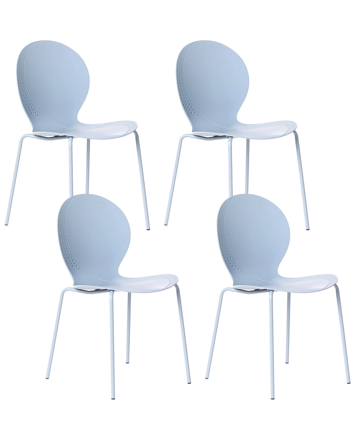 Set of 4 Garden Chairs Light Blue Synthetic Material Plastic Indoor Outdoor Garden Dining Room Modern Style Beliani
