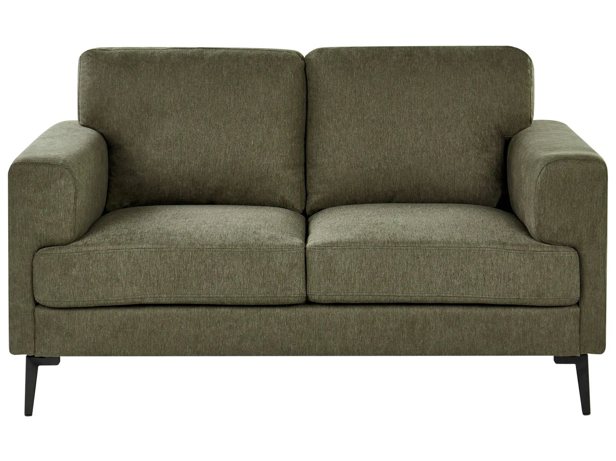 2 Seater Sofa Green Fabric Upholstery Iron Legs Minimalistic Mid Cenutry Modern Style Beliani