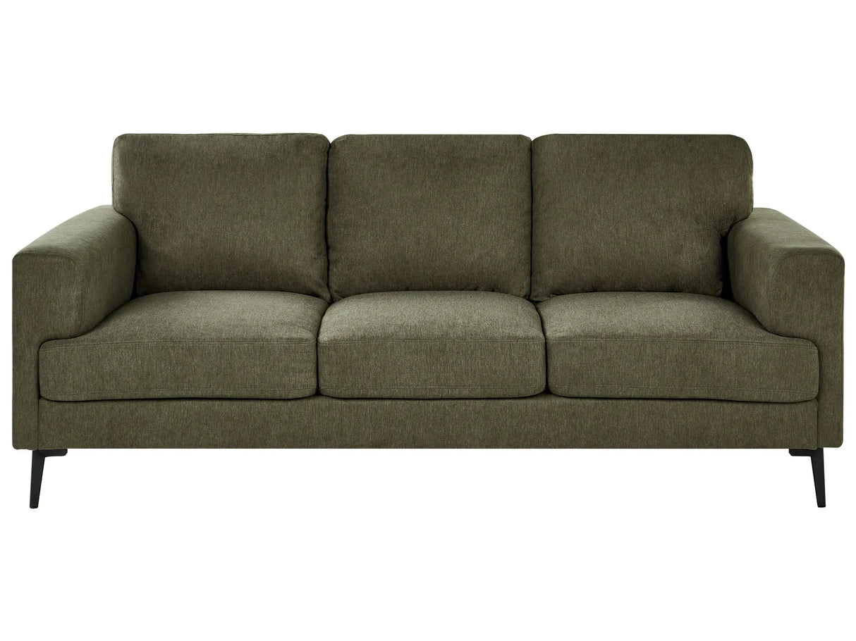 3 Seater Sofa Green Fabric Upholstery Iron Legs Minimalistic Mid Cenutry Modern Style Beliani