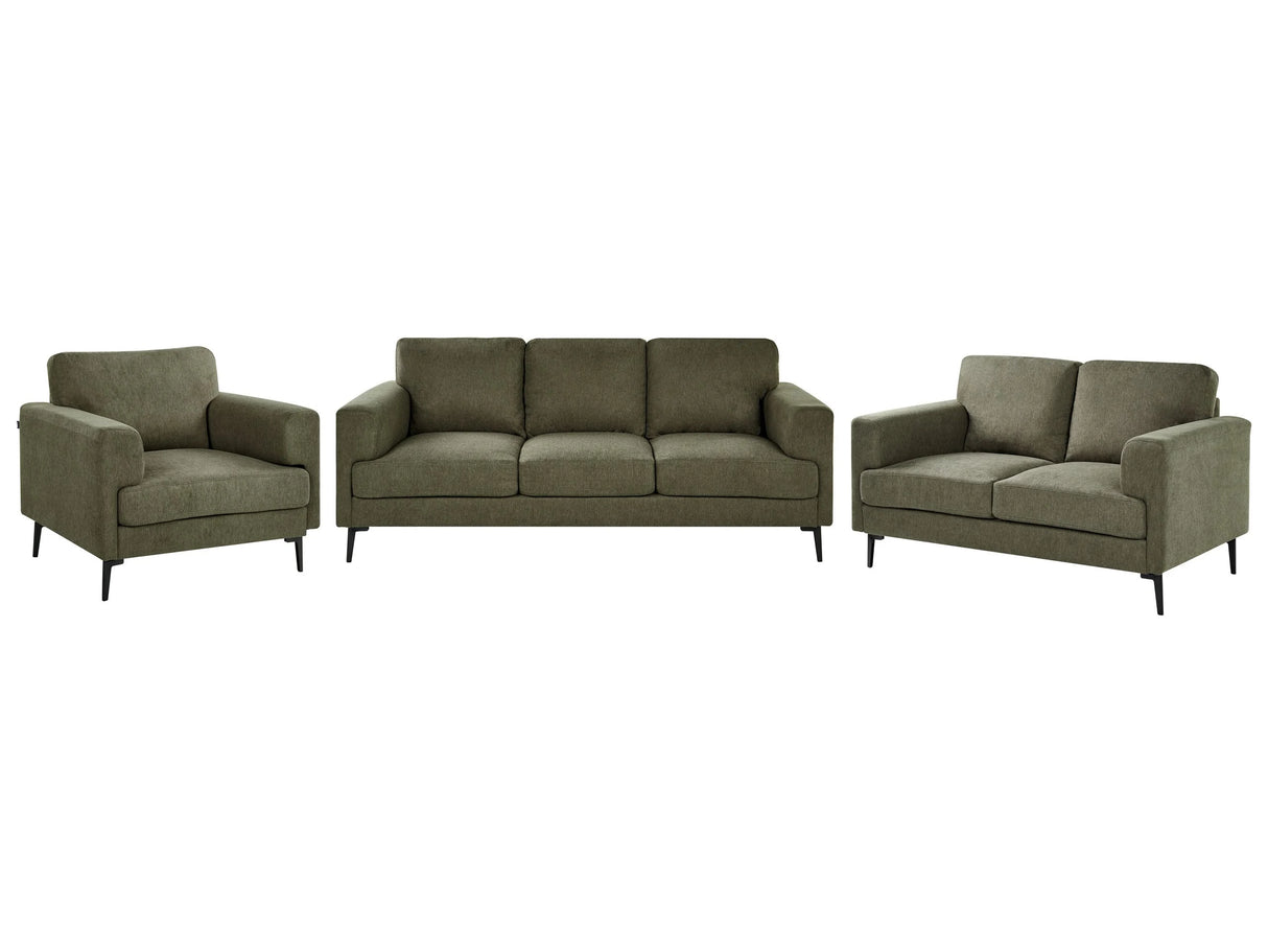 Living Room Set Green Fabric Upholstery Iron Legs 2 Seater 3 Seater Armchair Minimalistic Mid Cenutry Modern Style Beliani