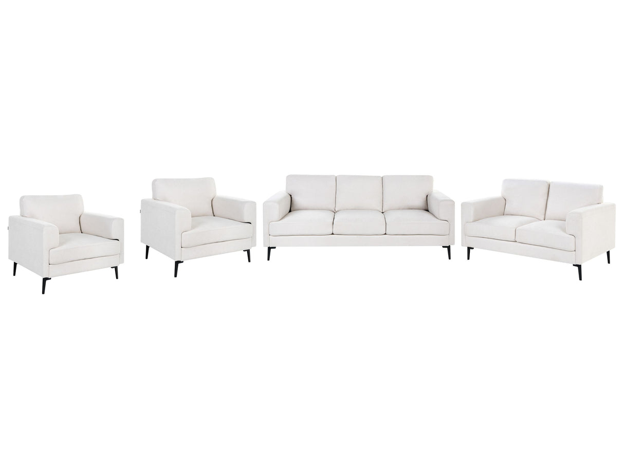 Living Room Set Light Beige Fabric Upholstery Iron Legs 2 Seater 3 Seater 2 Armchairs Minimalistic Mid Cenutry Modern Style Beliani