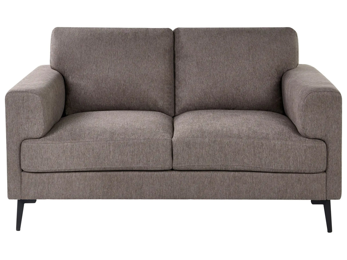 2 Seater Sofa Brown Fabric Upholstery Iron Legs Minimalistic Mid Cenutry Modern Style Beliani