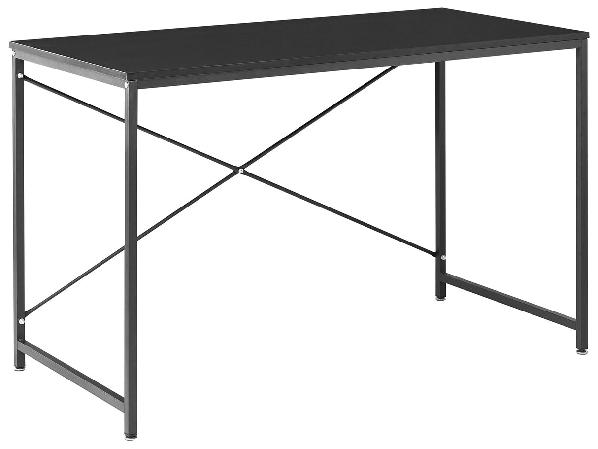 Desk Black MDF Tabletop Powder Coated Iron Legs and Frame Home Office Modern Industrial Beliani