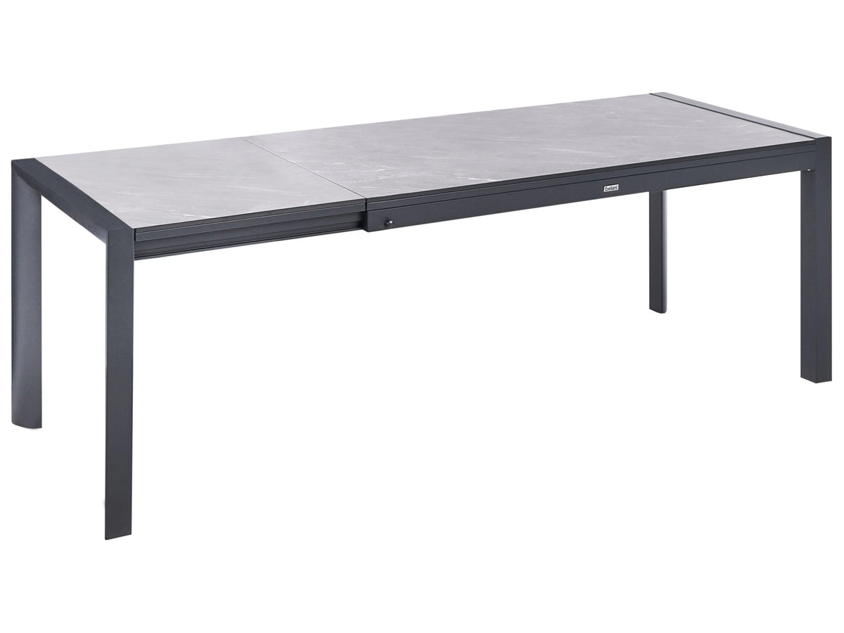 Extending Garden Dining Table Grey HPL Top Aluminium Frame 160/220 x 90 cm UV Water Rust Resistant Outdoor Patio Modern Style Beliani