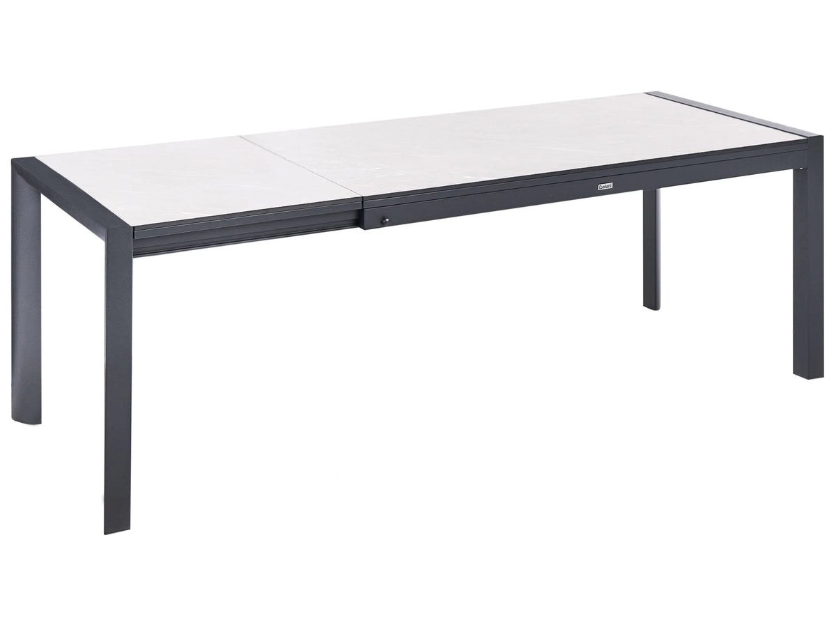 Extending Garden Dining Table Beige HPL Top Aluminium Frame 160/220 x 90 cm UV Water Rust Resistant Outdoor Patio Modern Style Beliani