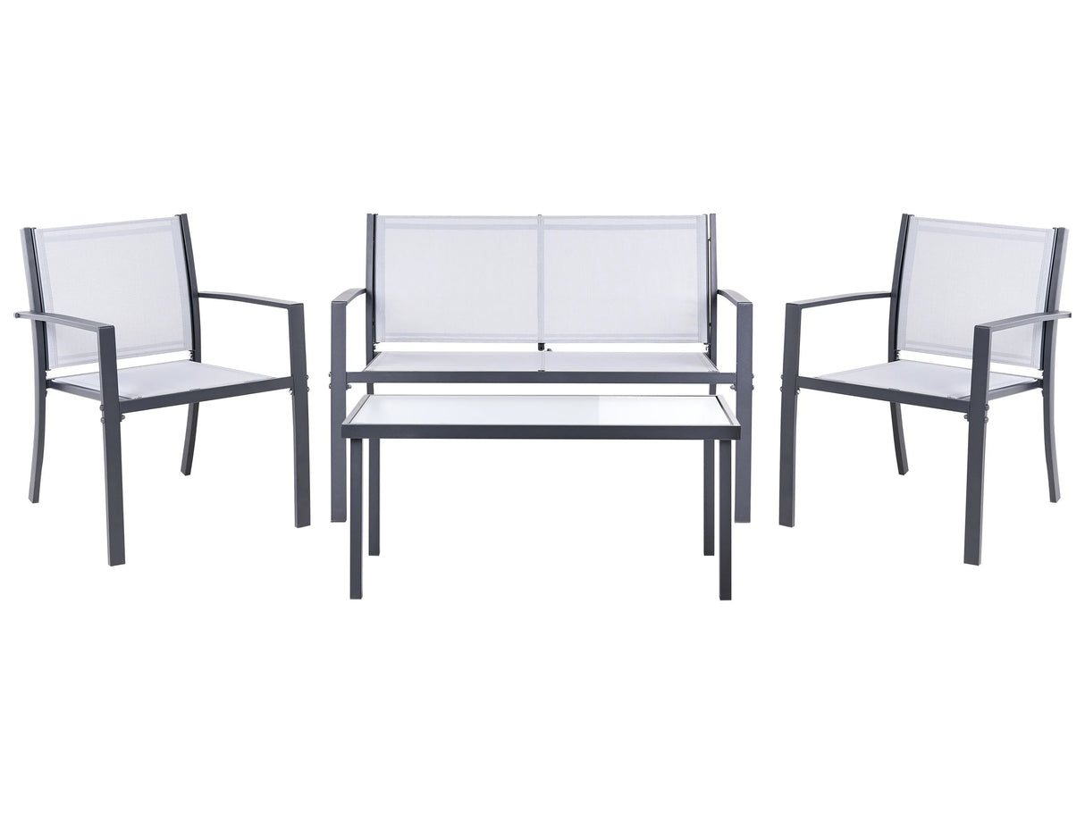 Garden Sofa Set Grey Steel Lounge Set 4 Seater Set with Table Industrial Modern Style Garden Patio Balcony Beliani