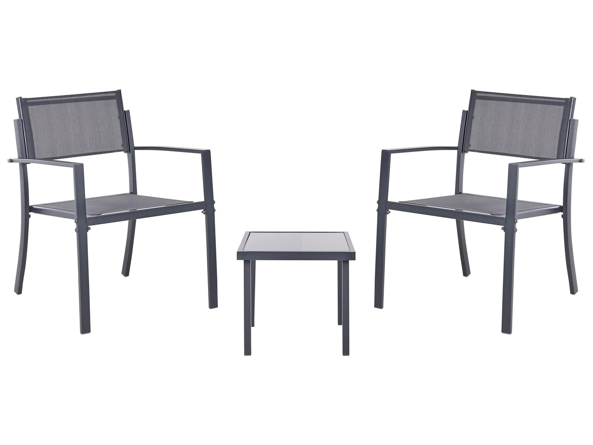 Bistro Set Dark Grey Steel 2 Seater Set with Coffee Table Industrial Modern Style Balcony Beliani