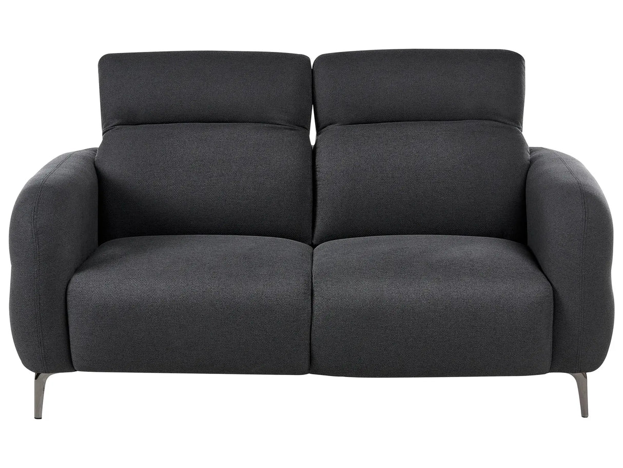 2 Seater Sofa Black Fabric with Adjustable Headrests Minimalistic Style Beliani