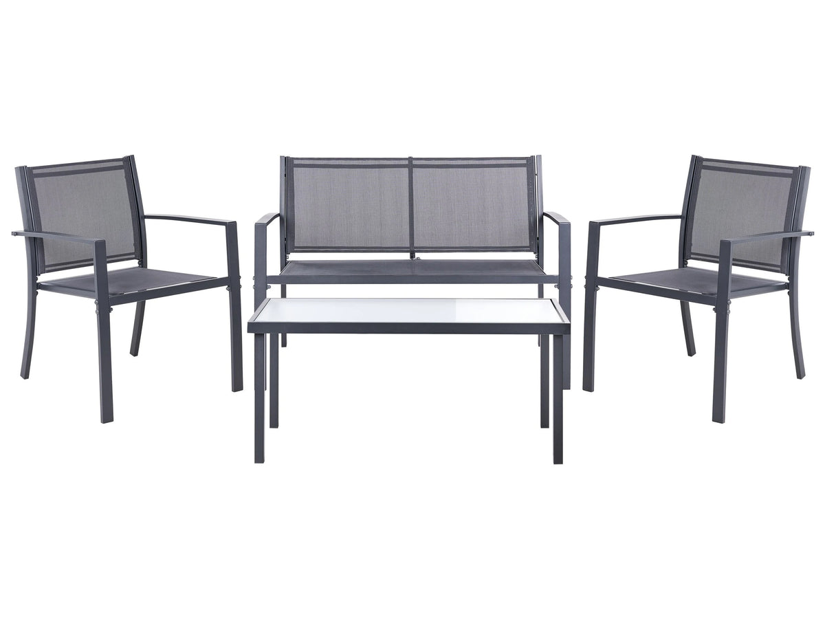 Garden Sofa Set Dark Grey Steel Lounge Set 4 Seater Set with Table Industrial Modern Style Garden Patio Balcony Beliani