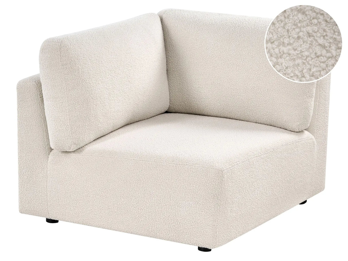 Right-Hand Corner 1-Seat Off-White Boucle Upholstered Modul Section Beliani