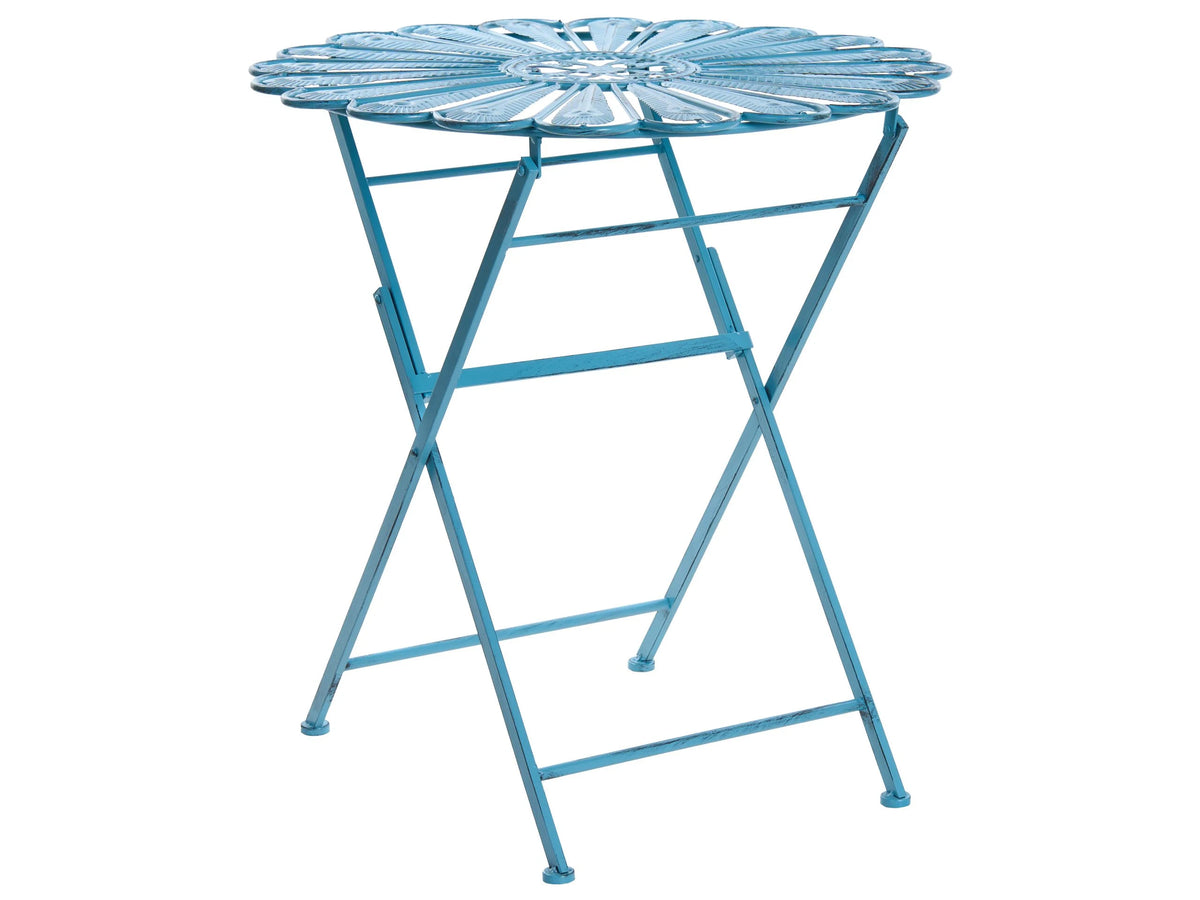 Outdoor Bistro Table Blue Metal Powder Coated Distressed Effect Beliani