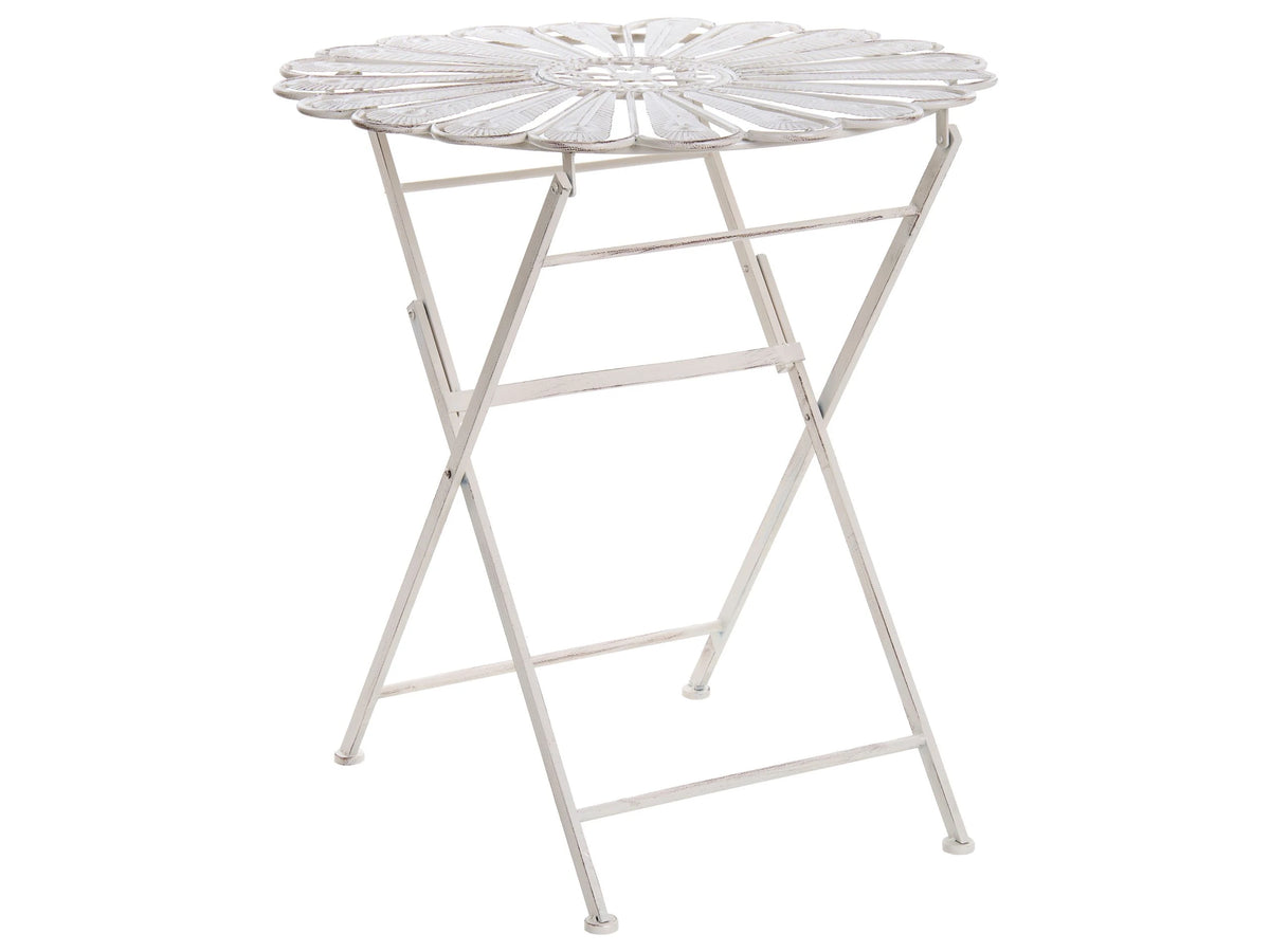 Outdoor Bistro Table Off-White Metal Powder Coated Distressed Effect Beliani