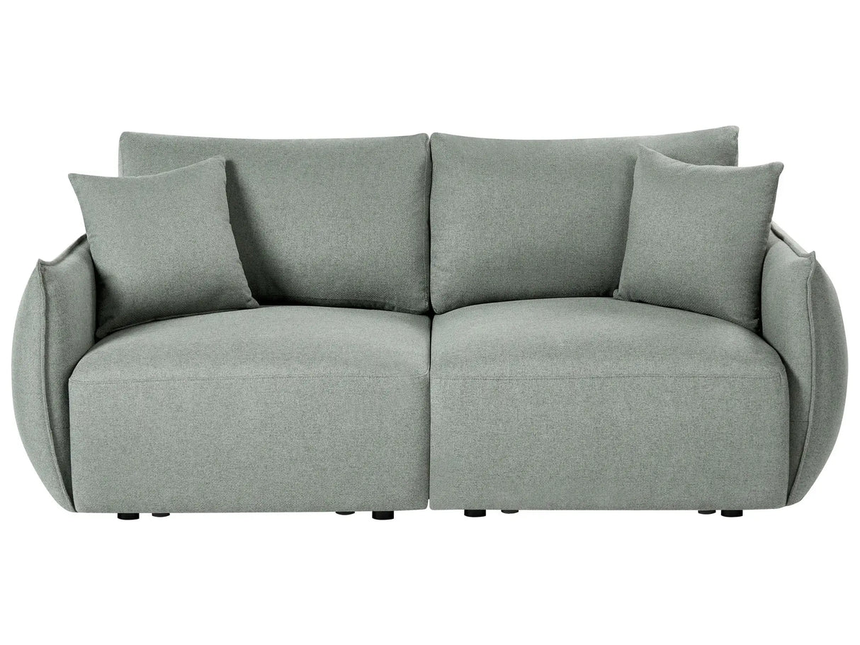 Modular 2 Seater Sofa Green Fabric Upholstery Two Piece Sectional Sofa Modern Minimalistic Style Living Room Beliani