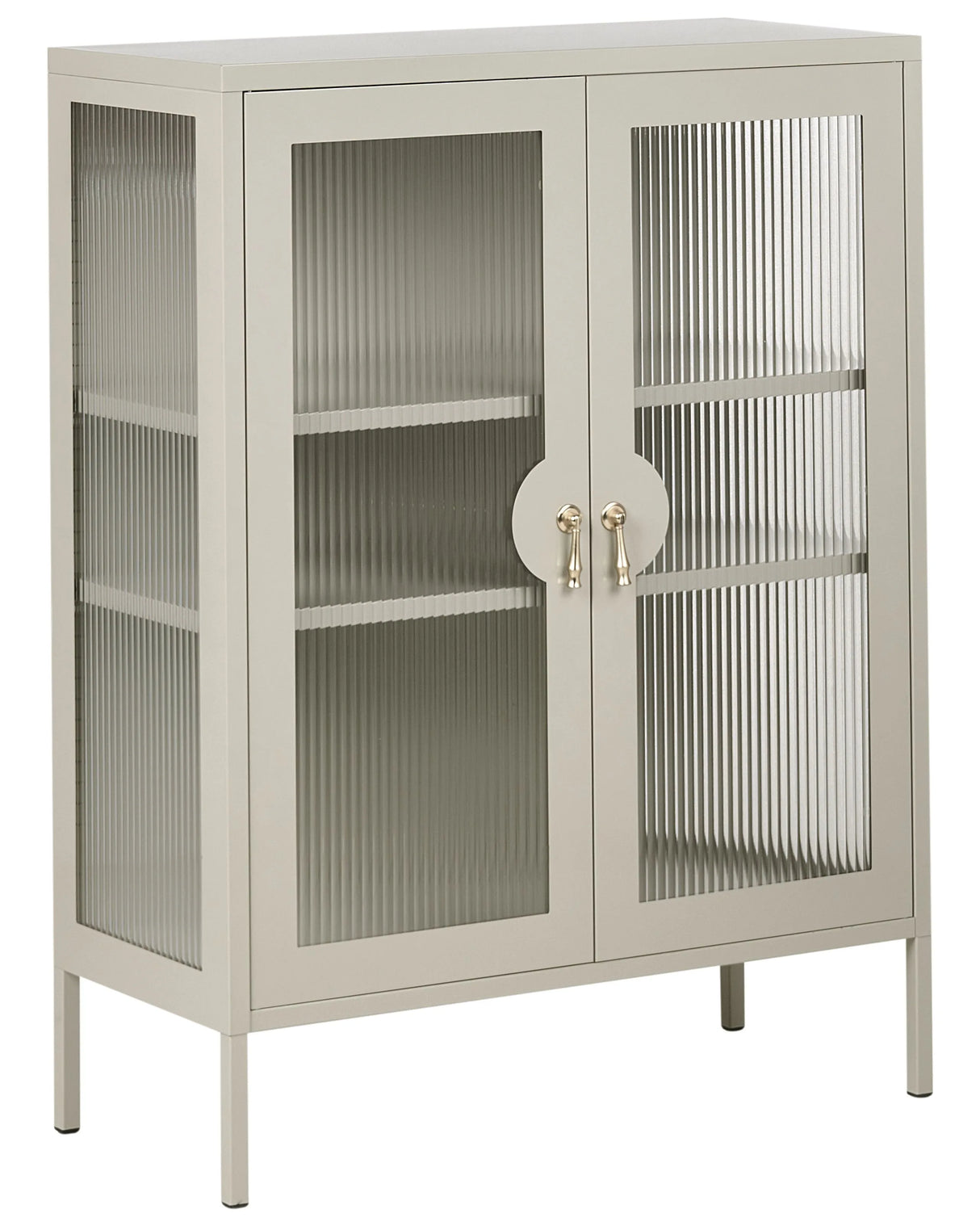 Storage Unit Light Beige Steel Metal Office Cabinet Shelves Leg Caps Industrial Design Living Room Home Office Furniture Beliani