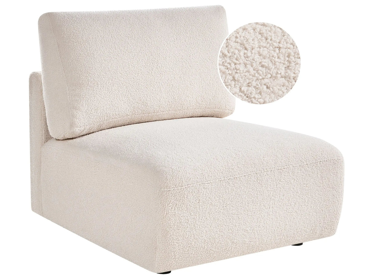 Chair Module Off-White Boucle 1 Seat Armchair Modern Style Living Room Beliani
