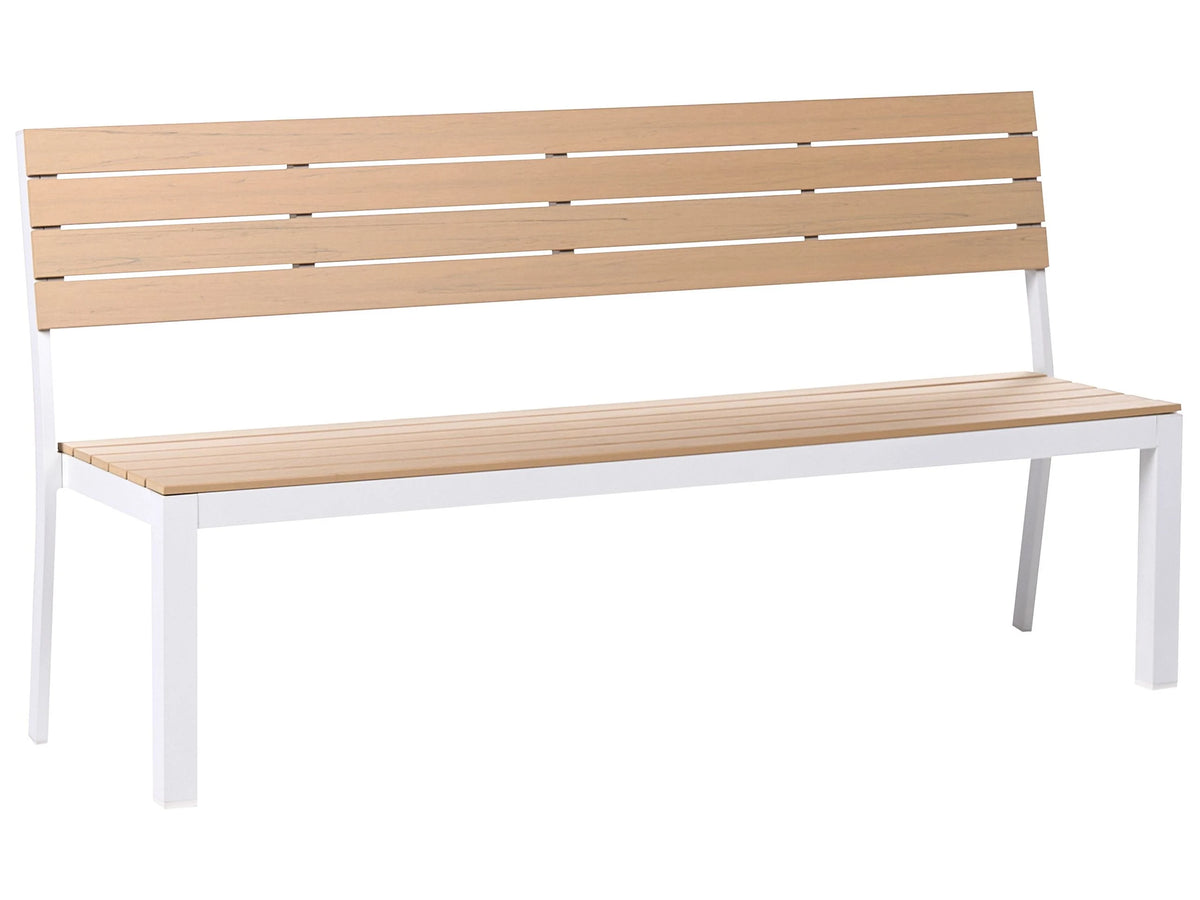Garden Bench Beige Plastic Wood Aluminium Frame Polywood 3 Seater Rust UV Resistant Modern Beliani